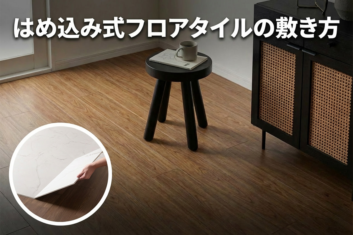 はめ込み式（クリック式）フロアタイルの施工方法ガイド。接着剤不要で敷くだけのDIY床材