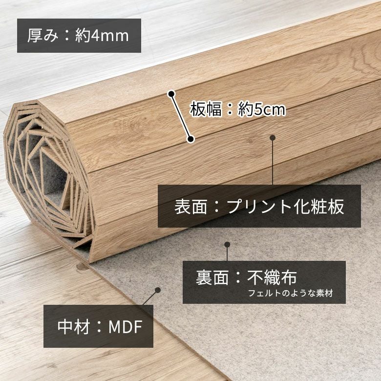 賃貸OK】敷くだけ ウッドカーペット 江戸間 6畳 260×350cm GA-60【軽量