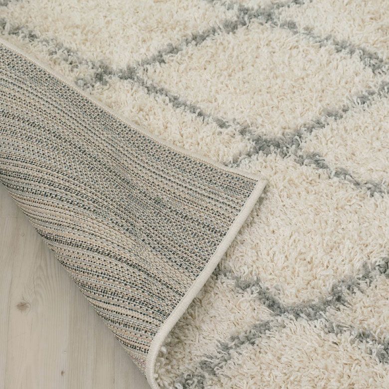ベニオワレン風シャギーラグ 200×200cm モロカンデザイン ダイヤ柄