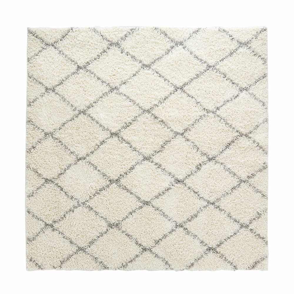 ベニオワレン風シャギーラグ 200×200cm モロカンデザイン ダイヤ柄