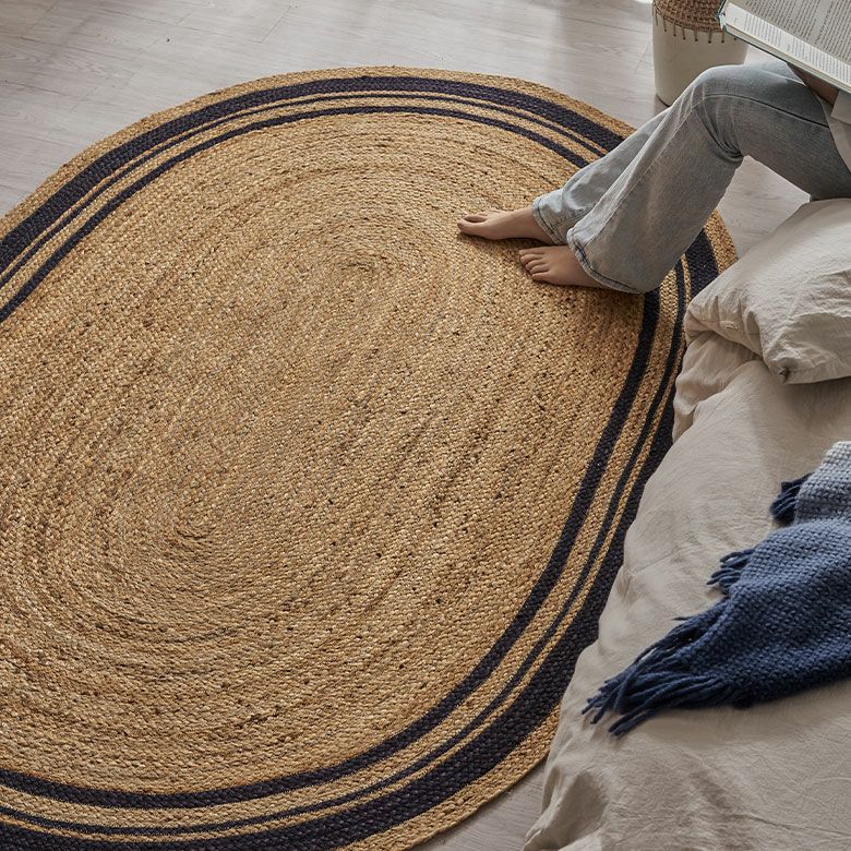 ラグ カーペット ジュートラグ 幅190cm 130×190 楕円形 約 W 130cm D