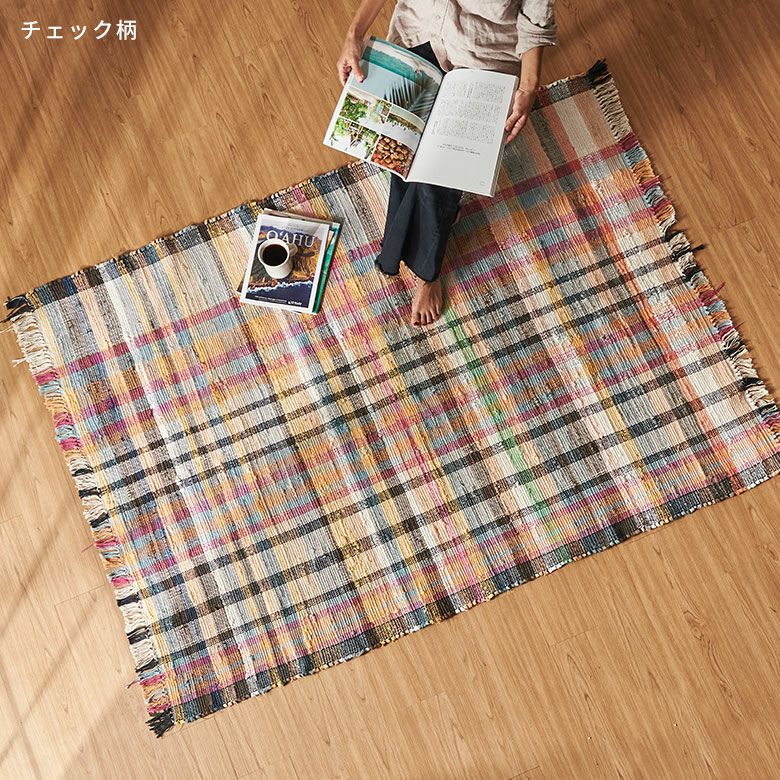 エシカルなリサイクルコットンを使用したインドの手織りチンディラグ