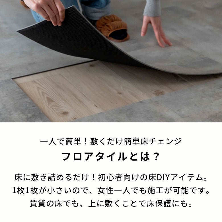 引越しのため2月17日までDIYフロアタイル 6畳用(48枚4箱セット) フロアタイル 置くだけ 6畳 抗菌 コンクリート グレー モルタル柄 床材