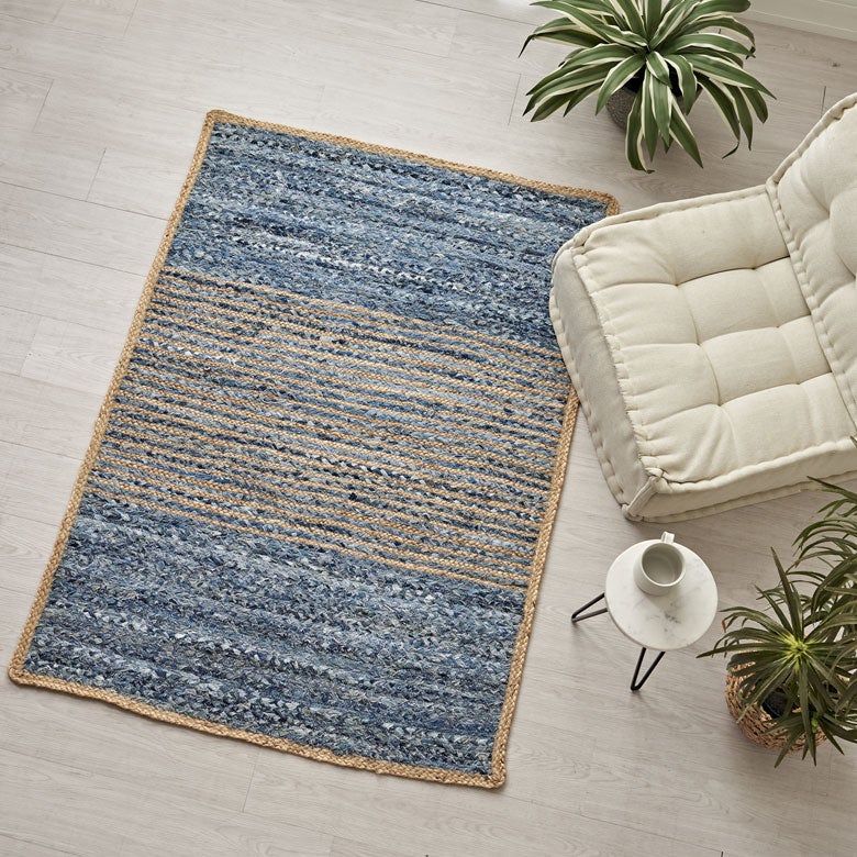 デニム ラグ　カーペット ラグ カーペット デニムラグ 幅140cm 100×140 約 W 140cm D 100cm H